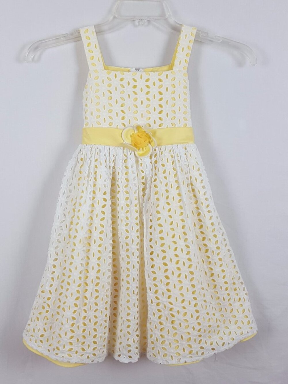 JESSICA ANN yellow and white Eyelet sleeveless summer dress size 6X